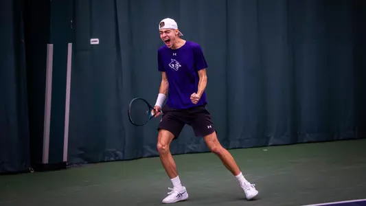 Merse Deli shouts in excitement during a match against Tyler Junior College on February 6, 2025