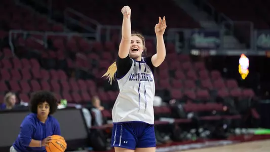 Emma Troxell shoots a jumper in ACU's shootaround at the WAC Tournament in Las Vegas on March 13, 2026.