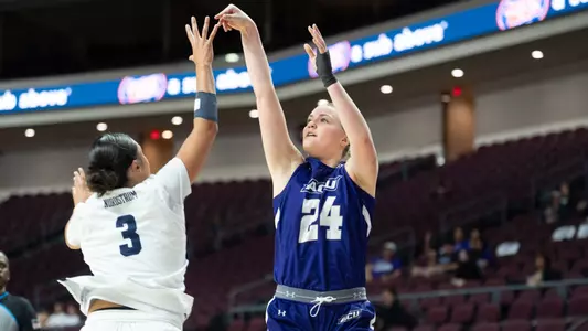 Emma Troxell shoots a jump shot versus California Baptist at the WAC Tournament in Las Vegas on March 14, 2026.