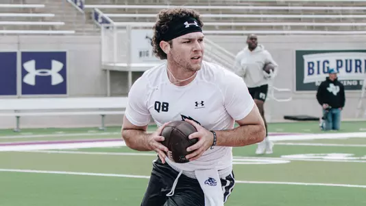 Quarterback Stone Earle rolls out during ACU's 2026 Pro Day event on March 16, 2026