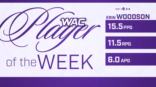Erin Woodson WAC Player of the Week 3/2 Graphic