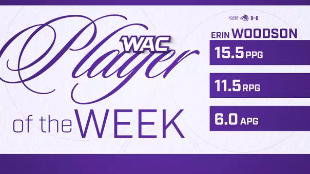 Erin Woodson WAC Player of the Week 3/2 Graphic