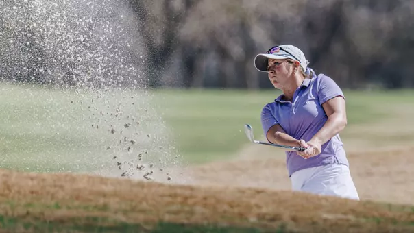 Ryann Honea takes a swing in a bunker in the West Texas Classic at Abilene Country Club on March 2-3, 2026.