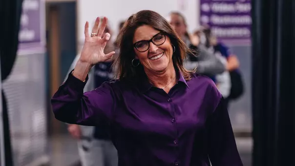 Julie Goodenough enters Orleans Arena ahead of ACU's WAC Tournament matchup with California Baptist in Las Vegas on March 14, 2026.