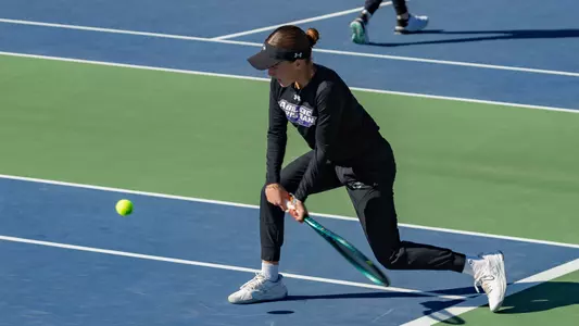 Victoria Correa returns the ball to her opponent in a match against Sam Houston on February 21, 2026.