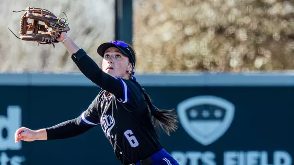 Emalee Romero tries to catch a ball against South Dakota State on February 11, 2026