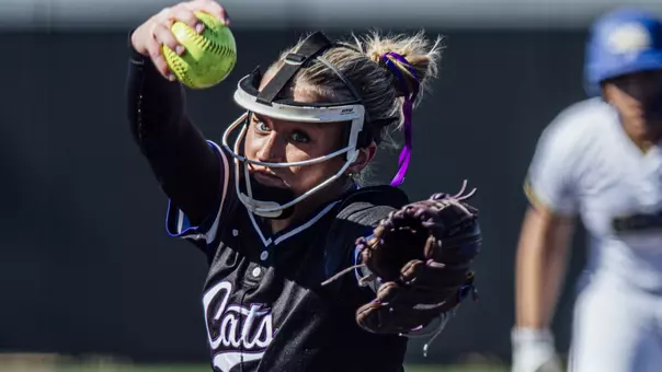 Lindsey Oliver delivers a pitch against South Dakota State on February 11, 2026