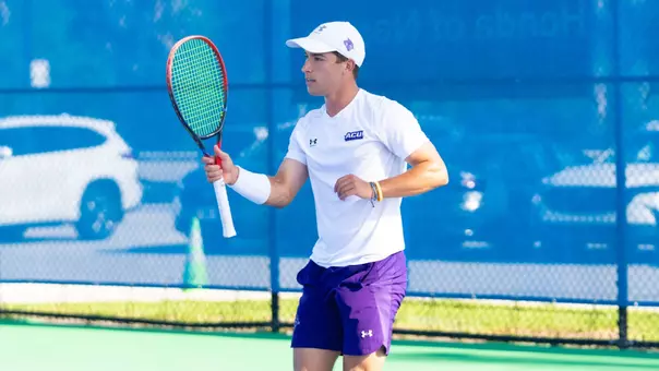 Ethan Scribner reacts to a point during a quarterfinal match of the 2026 Atlantic Sun Tournament