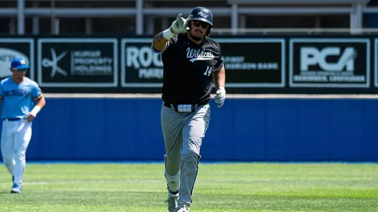 Diego Cardenas rounds the bases after hitting a home run in ACU's matchup with McNeese in Lake Charles, La. on March 29, 2026.