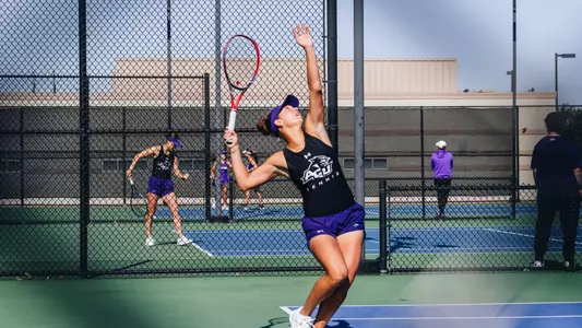 Masha Vrsalovic throws the ball in the air as she prepares to serve in the WAC Championship on April 19, 2026.