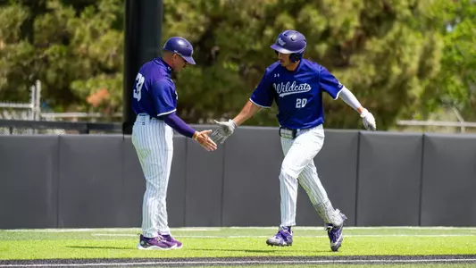 Gavin Brzozowski rounds the bases after hitting a home run in ACU's 9-8 win over CBU at Crutcher Scott Field at Bullock Brothers Ballpark on April 4, 2026.