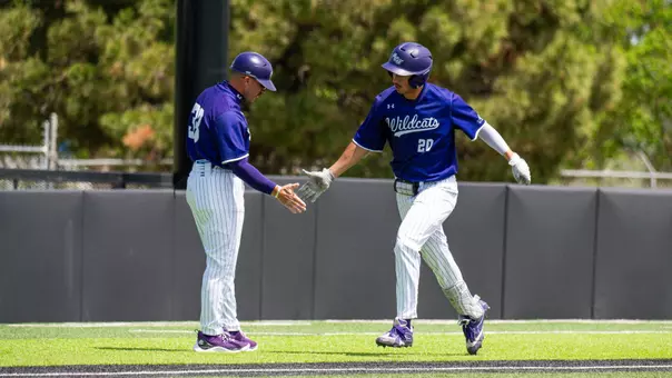 Gavin Brzozowski rounds the bases after hitting a home run in ACU's 9-8 win over CBU at Crutcher Scott Field at Bullock Brothers Ballpark on April 4, 2026.