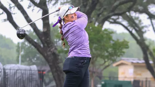 Ryann Honea takes a swing in the third round of the WAC Championship in McKinney, Texas on April 22, 2026.