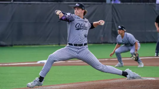 Brett Lanman delivers a pitch in ACU's matchup versus Tarleton State in Stephenville, Texas on April 9, 2026.
