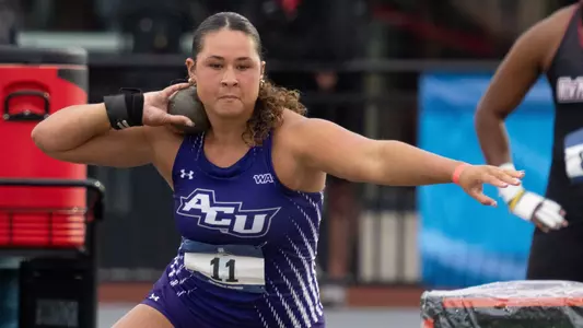 Mariana Van Dyk throws the shot put in the NCAA West First Round meet in Fayetteville, Ark., on May 28, 2026.