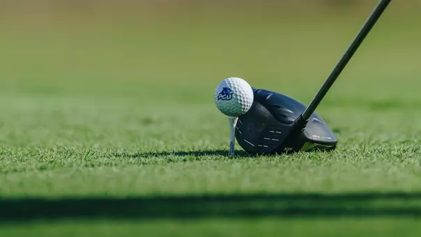 ACU golf ball teed up during a practice on October 16, 2025
