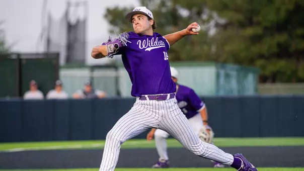 Baron Mannis delivers pitch in ACU's matchup with Dallas Baptist at Crutcher Scott Field at Bullock Brothers Ballpark on April 28, 2026.