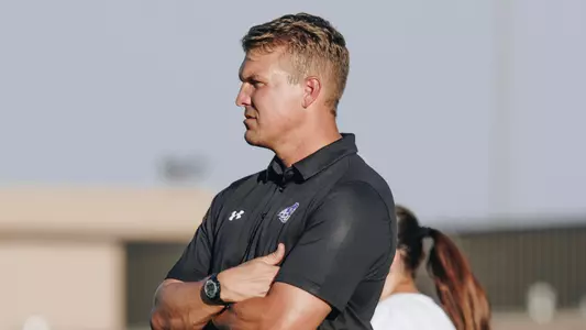 Stephen Salas watches the ACU soccer team before the Purple and White Scrimmage at Elmer Gray Stadium on Aug. 6, 2025.