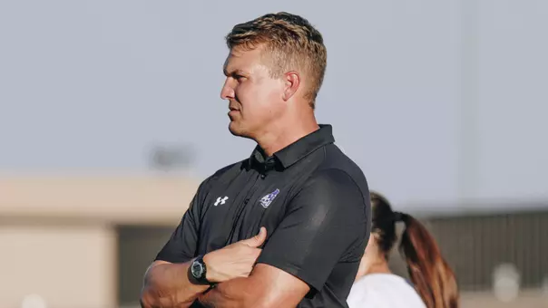 Stephen Salas watches the ACU soccer team before the Purple and White Scrimmage at Elmer Gray Stadium on Aug. 6, 2025.