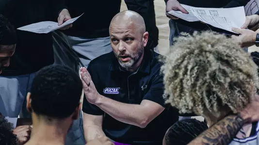 Brette Tanner talks to his team during a game against Southern Utah in 2026.