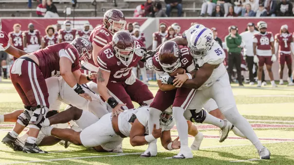 Kortlin Rausaw sacks the Eastern Kentucky quarterback in a November 2025 game