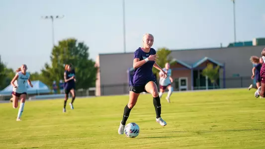 Addison Briscoe runs after the ball in an exhibition match against Texas State on August 8, 2026.