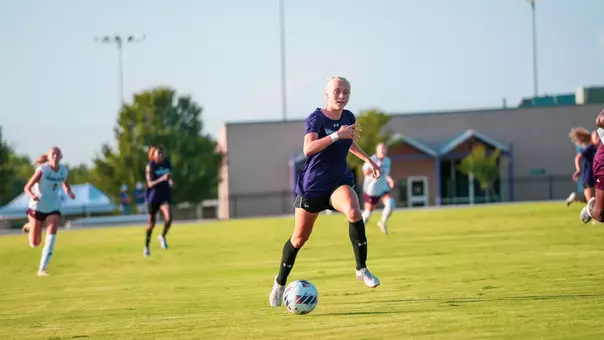 Addison Briscoe runs after the ball in an exhibition match against Texas State on August 8, 2026.