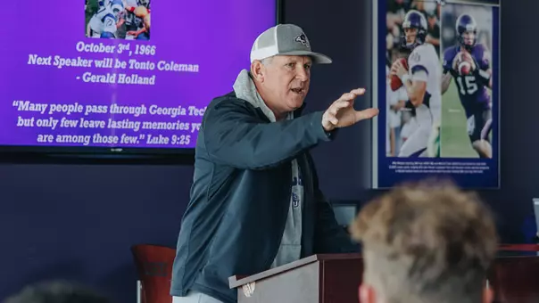 Keith Patterson talks to his team during a meeting in June 2026