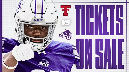 ACU football tickets at Texas Tech graphic