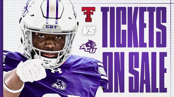 ACU football tickets at Texas Tech graphic