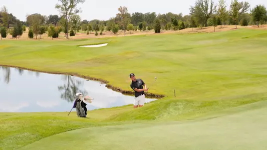 Luis Buech hits a shot at Halbert National in Granbury, Texas.