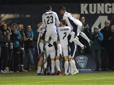 Men's Soccer Takes Care Of West Virginia, Advances To MAC Title Game Image