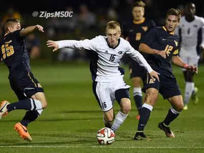 Men's Soccer Improves to 2-0 in MAC Play with 3-2 Win over West Virginia Image