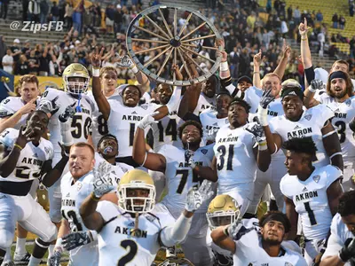 Zips Battle to 31-27 Win at Kent State in Wagon Wheel Challenge Game Image