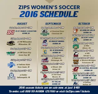 Zips Women's Soccer Releases 2016 Schedule Image