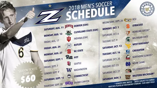 Akron Men's Soccer Schedule 5-24-18