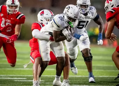 The Ball State football game against Akron during Homecoming at Schuemann Stadium on October 18, 2025. Photo by Bobby Ellis/Ball State University