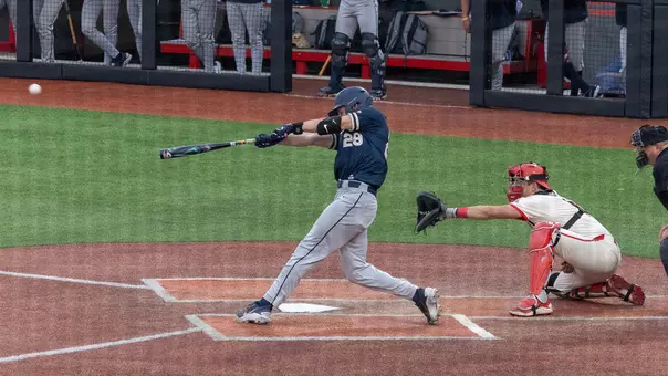 Brady Bowen making contact on a pitch at Ohio State