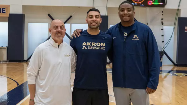 Photo showing three new coaches to the MBB Staff