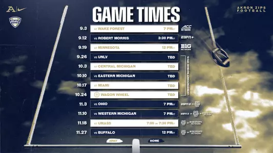 Akron Football 2026 Game Times and TV Broadcast Schedule Web