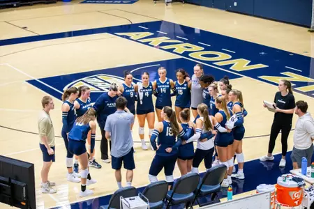 Akron Volleyball Team Huddle 2026
