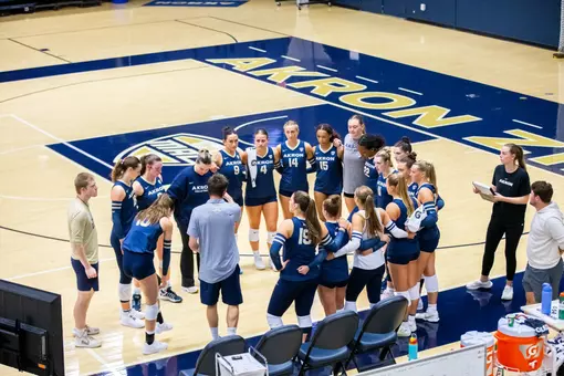 Akron Volleyball Team Huddle 2026