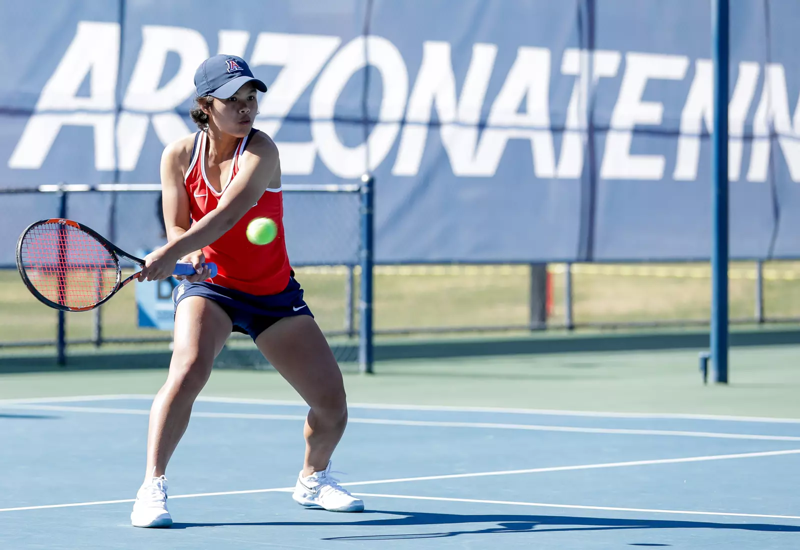 Khim Iglupas, Arizona Wildcats Womens Tennis vs. University of North Texas 2/7/20 in Tucson, Ariz.
Photo by Simon Asher / Arizona Athletics
