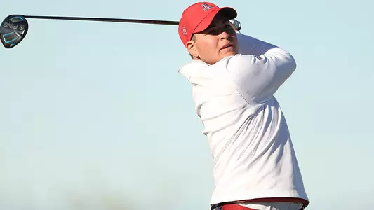 David Laskin holds his follow through after a tee shot