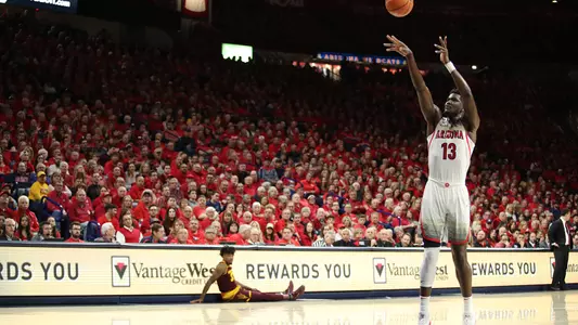 Deandre Ayton shoots a free throw versus Arizona State in McKale Center