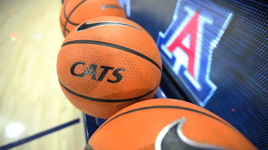 The rack of Arizona basketball inside McKale Center