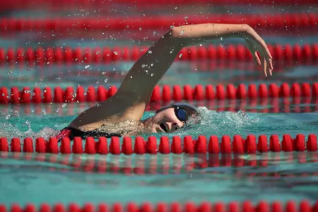 October 28, 2017. Sophomore Kirsten Jacobsen during the Wildcats 147-115 win (men's) and 185-787 (women's) win over the Utah Utes. Hillenbrand Aquatic Center, Tucson, AZ.