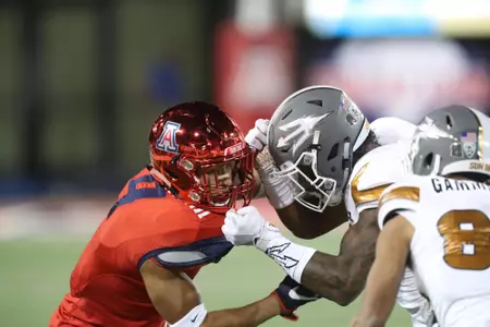 November 25, 2016 Junior cornerback Dane Cruikshank (9)during the Wildcats 56-35 win over ASU, Arizona Stadium, Tucson, AZ