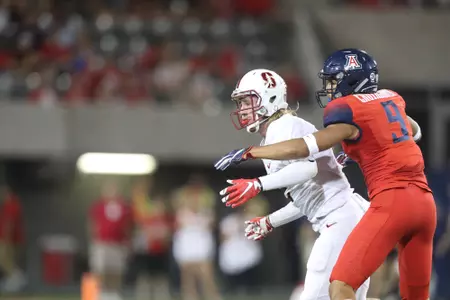 October 29, 2016 Junior cornerback Dane Cruikshank (9)during the Wildcats 34-10 loss to Stanford, Arizona Stadium, Tucson, AZ