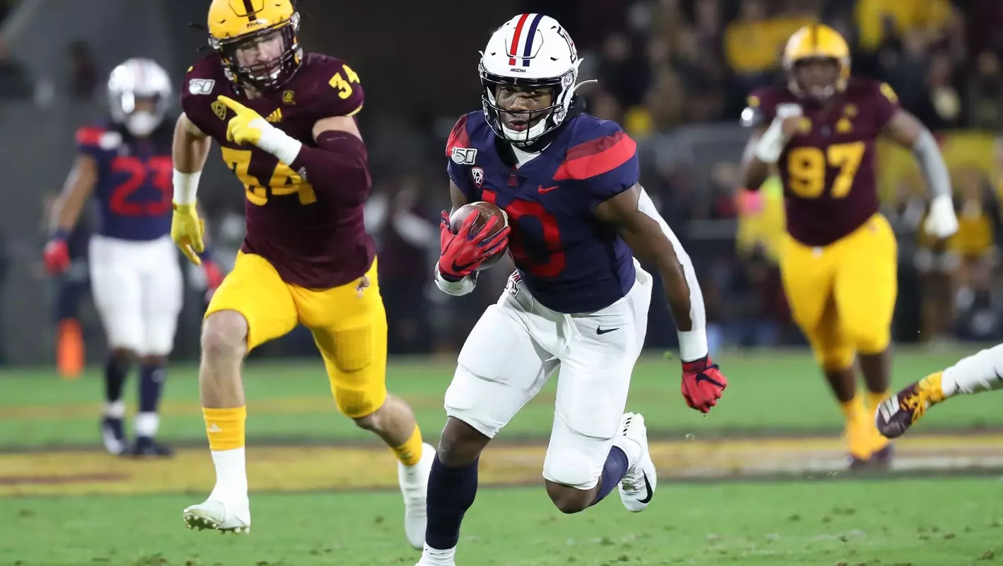 Arizona Wildcats wide receiver Jamarye Joiner (10), Arizona Wildcats football vs. ASU in the Territorial Cup 11/30/19 in Tempe, Ariz.Photo by Mike Christy / Arizona Athletics